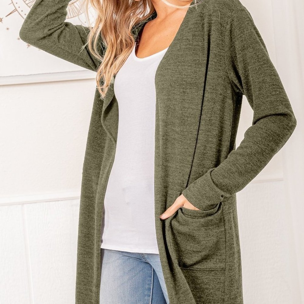 "SELKIRK" Holiday knit cardigan in Olive